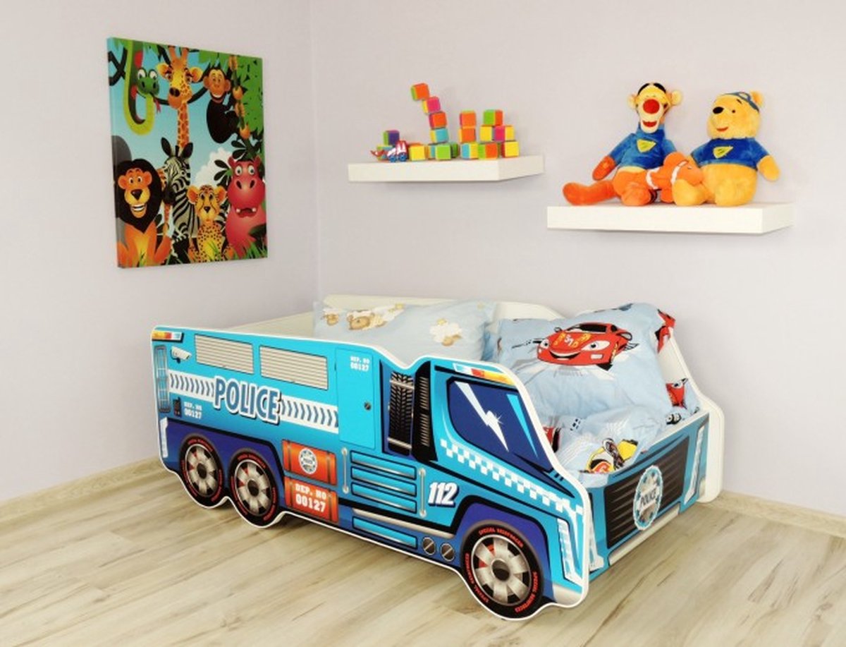 Top Beds Truck Peuterbed - 70x140 cm - Politie - Inclusief Matras