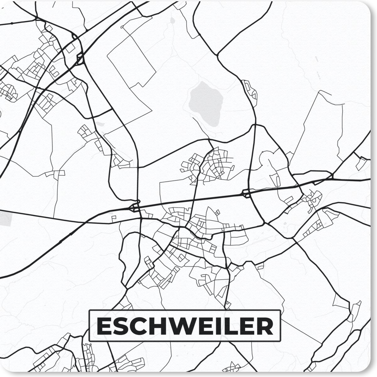 Muismat 20x20 cm - Mousepad Eschweiler - Stadskaart - Plattegrond - Kaart - Muismatten - Stadskaart