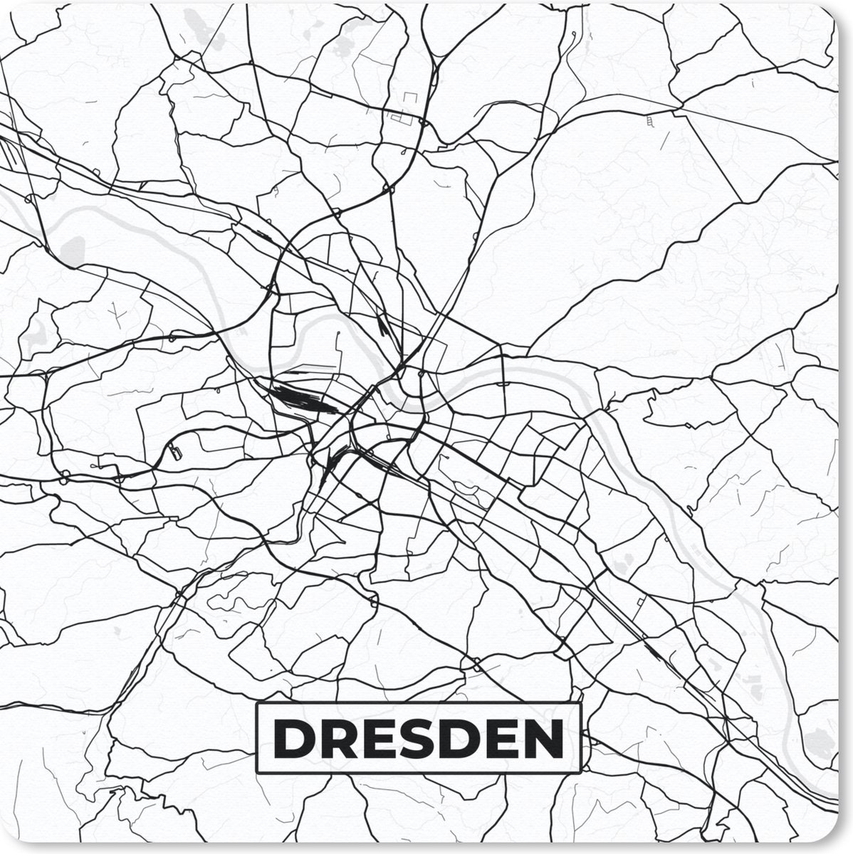 Muismat 20x20 cm - Mousepad Dresden - Stadskaart - Kaart - Plattegrond - Muismatten - Stadskaart