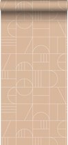 ESTAhome behang art deco motief perzik roze en wit - 139208 - 0,53 x 10,05 m
