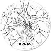 Muismat - Mousepad - Rond - Stadskaart - Plattegrond - Kaart - Arras - Frankrijk - Zwart wit - 20x20 cm - Ronde muismat