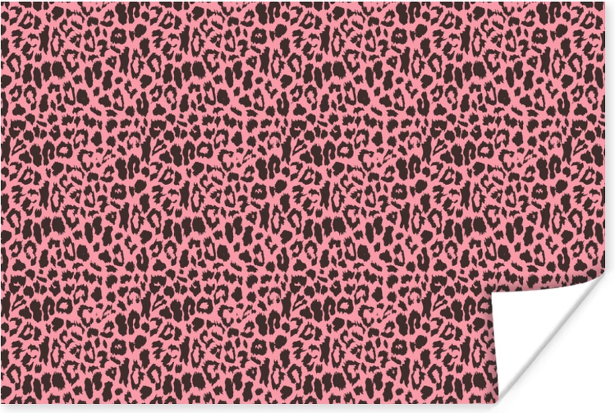 Poster Dierenprint - Roze - Panter - 60x40 cm