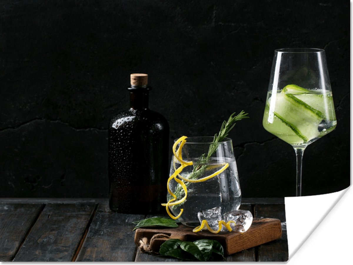 Poster Drank - Wijnglas - Fruit - 80x60 cm