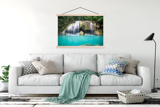 Porte-affiche avec affiche - Affiche scolaire - Water - Cascade - Arbres - 150x100 cm - lattes vierges