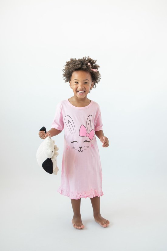 Fun2Wear - Happy Bunny nachthemd - Roze - Maat 134/140 -