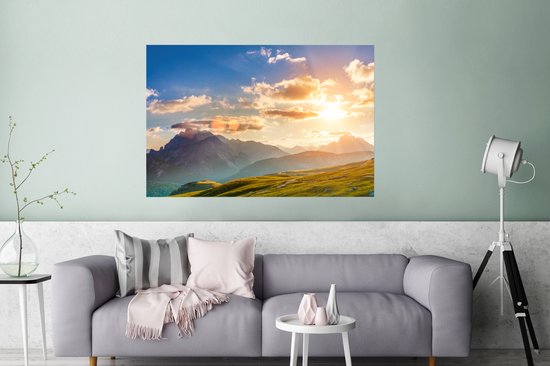 Poster Sunset in the Mountains 120x80 cm - Tirage photo sur Poster (décoration murale salon / chambre)