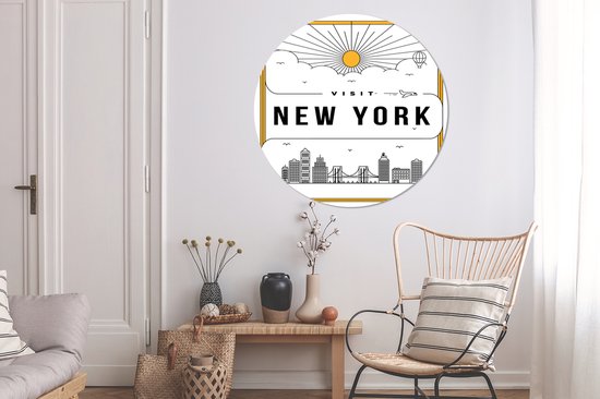 New York feuille de plastique cercle mur blanc
