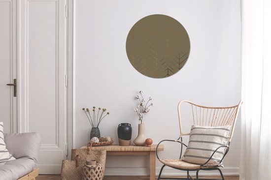 WallCircle - Wall Circle - Wall Circle Indoor - Ligne - Or - Motifs - 60x60 cm - Décoration murale - Peintures Ronds
