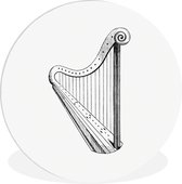 WallCircle - Wandcirkel ⌀ 150 - Retro - Harp - Muziek - Ronde schilderijen woonkamer - Wandbord rond - Muurdecoratie cirkel - Kamer decoratie binnen - Wanddecoratie muurcirkel - Woonaccessoires