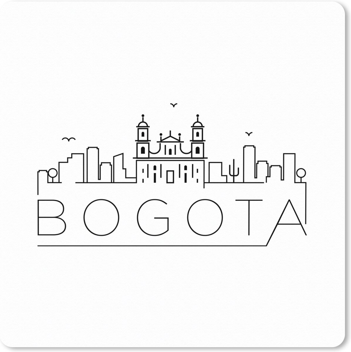 Muismat XXL - Bureau onderlegger - Bureau mat - Skyline Bogota zwart op wit - 40x40 cm - XXL muismat