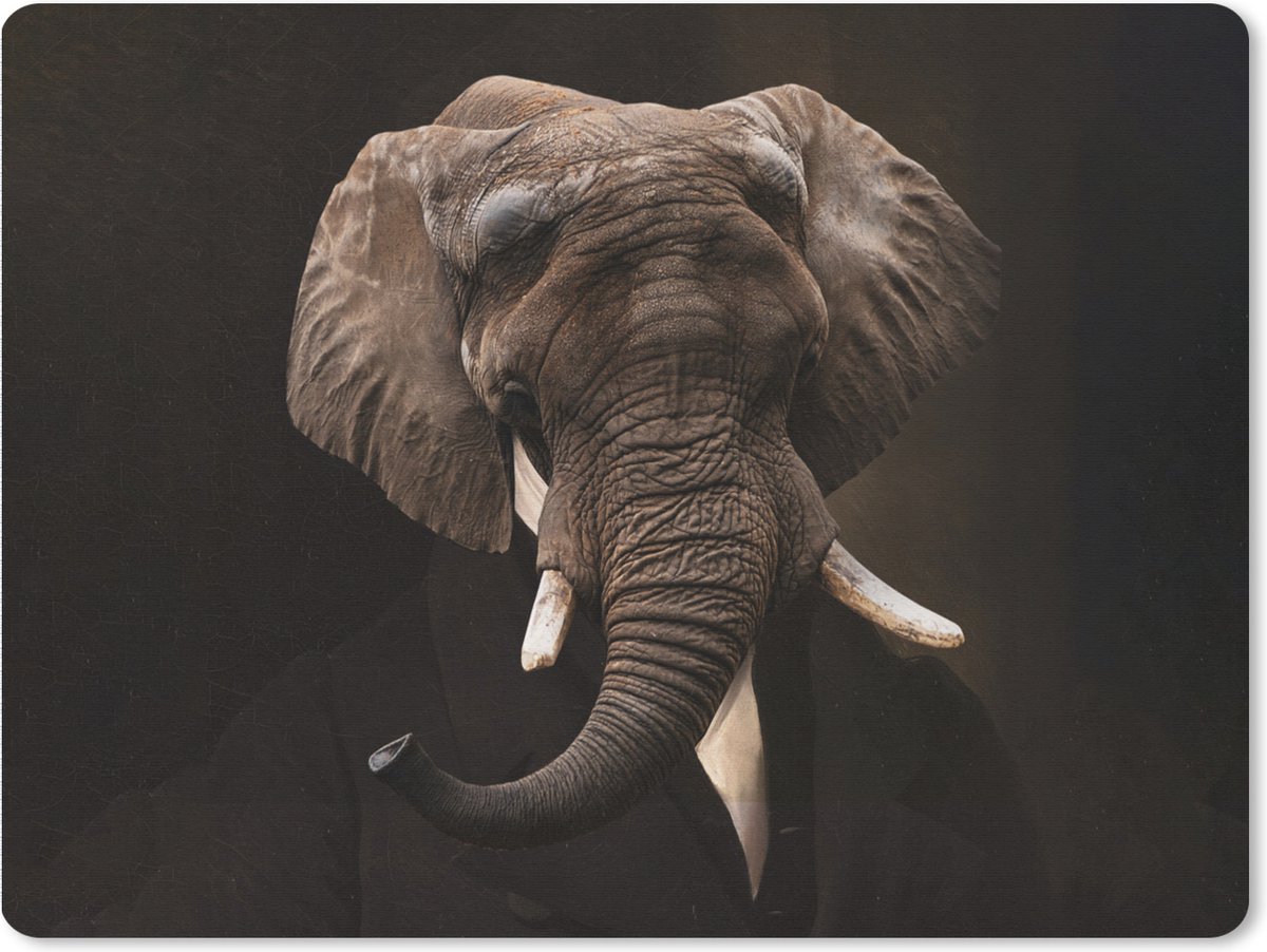 Muismat XXL 80x60 cm - Bureau onderlegger - Bureau mat Olifant - Schilderij - Oude meesters - Bureaumat - Gaming mousepad xl - Bureaulegger groot - Computer deskmat