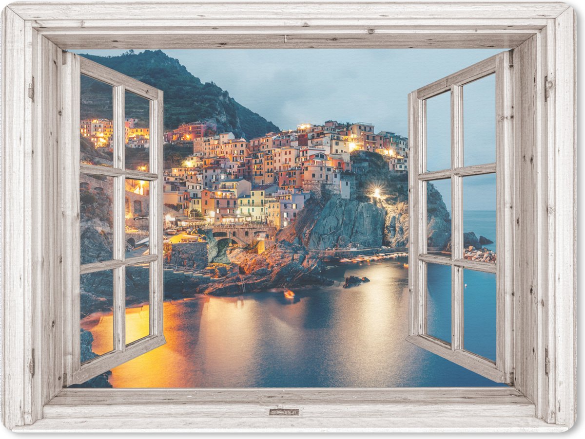 Muismat XXL 80x60 cm - Bureau onderlegger - Bureau mat Doorkijk - Italië - Zee - Bureaumat - Gaming mousepad xl - Bureaulegger groot - Computer deskmat