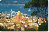 Muismat XXL - Bureau onderlegger - Bureau mat - Uitzicht over de Franse havenplaats Saint-Tropez - 120x80 cm - XXL muismat