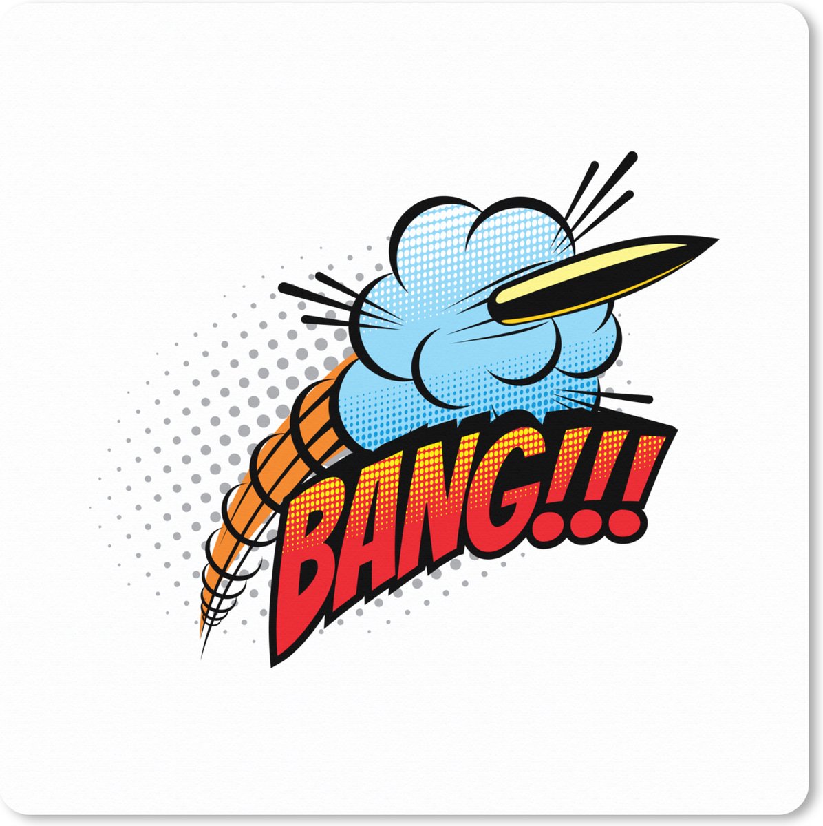 Muismat XXL 40x40 cm - Bureau onderlegger - Bureau mat Spreuken - 'Bang!!!' - Quotes - Bureaumat - Gaming mousepad xl - Bureaulegger groot - Computer deskmat