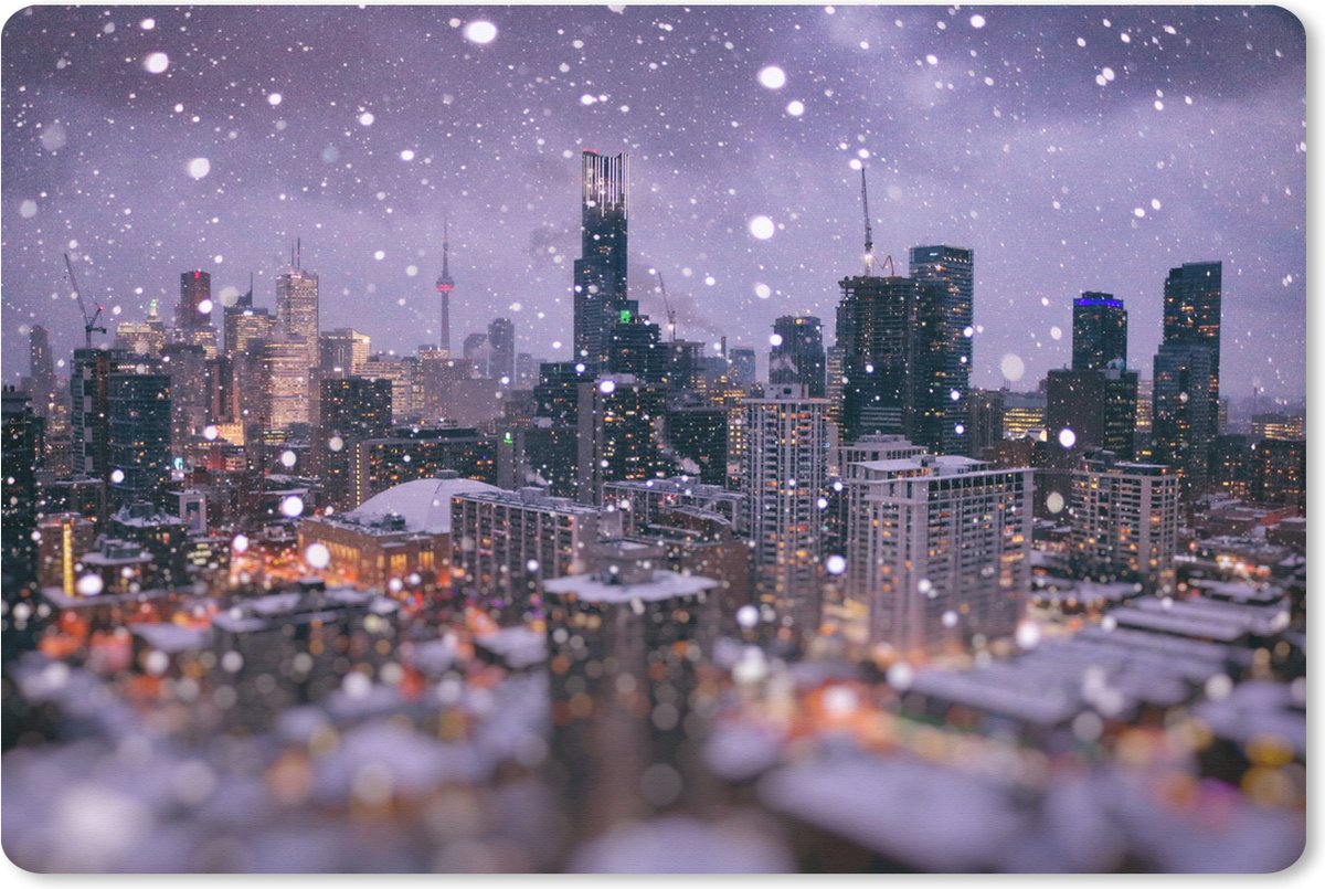 Muismat XXL - Bureau onderlegger - Bureau mat - De Canadese stad Toronto tijdens een sneeuwdag - 90x60 cm - XXL muismat