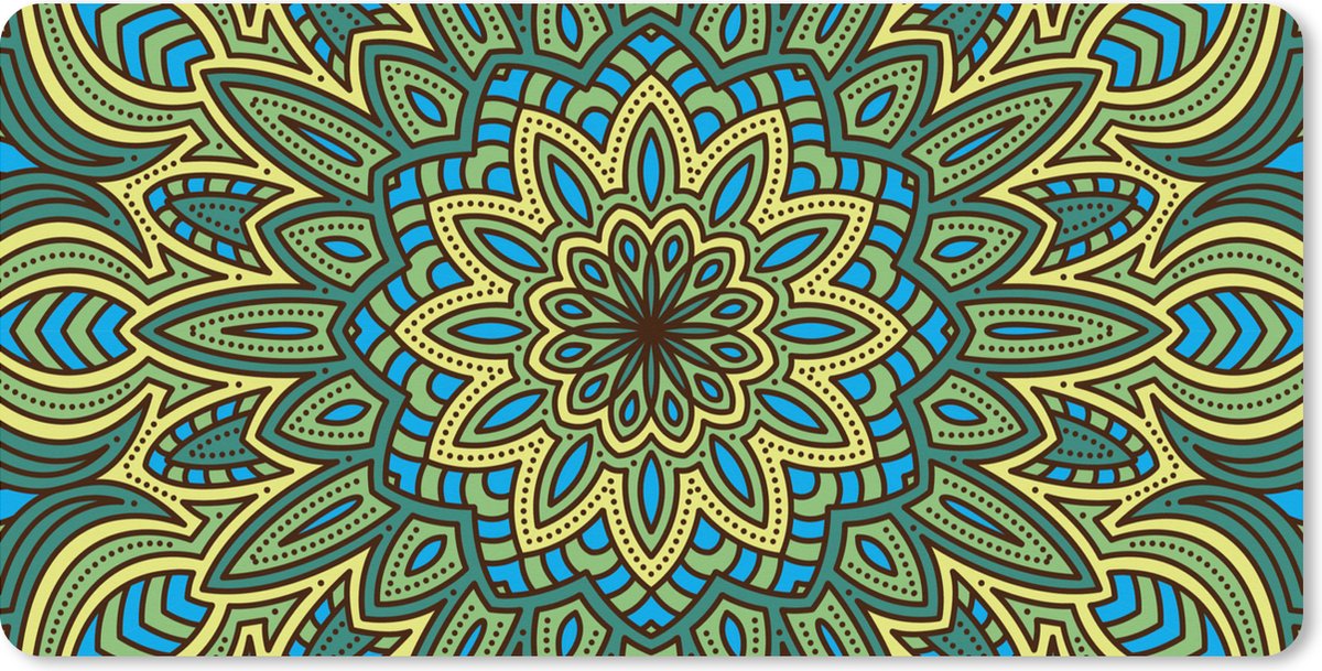 Muismat XXL 80x40 cm - Bureau onderlegger - Bureau mat Mandala met bloemdetails - Bureaumat - Gaming mousepad xl - Bureaulegger groot - Computer deskmat
