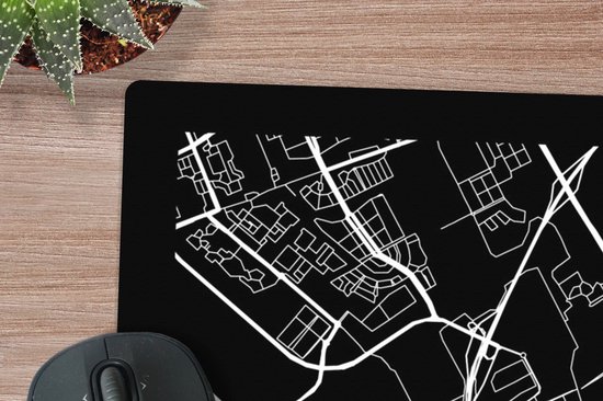 Muismat XXL 90x60 cm - Bureau onderlegger - Bureau mat Kaart - Delft - Zwart - Bureaumat - Gaming mousepad xl - Bureaulegger groot - Computer deskmat