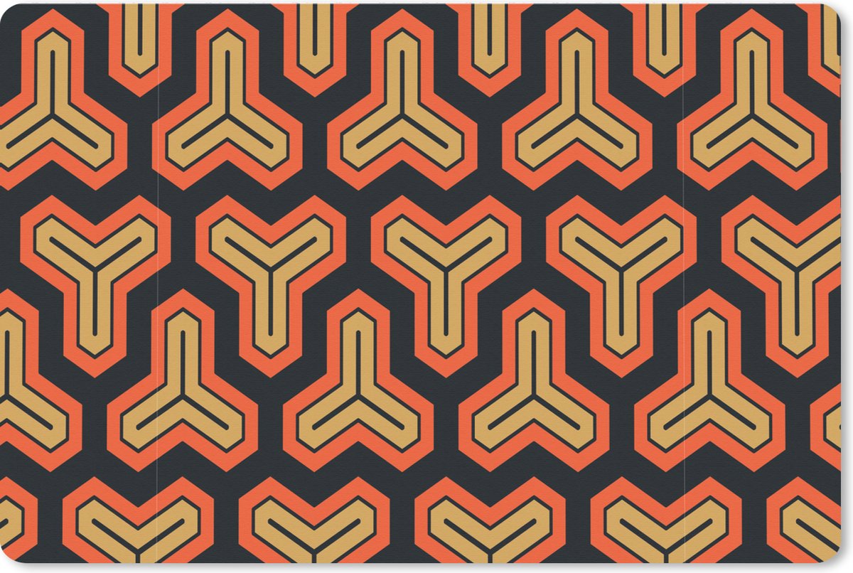 Muismat XXL 120x80 cm - Bureau onderlegger - Bureau mat Goud - Rood - Patronen - Japans - Bureaumat - Gaming mousepad xl - Bureaulegger groot - Computer deskmat