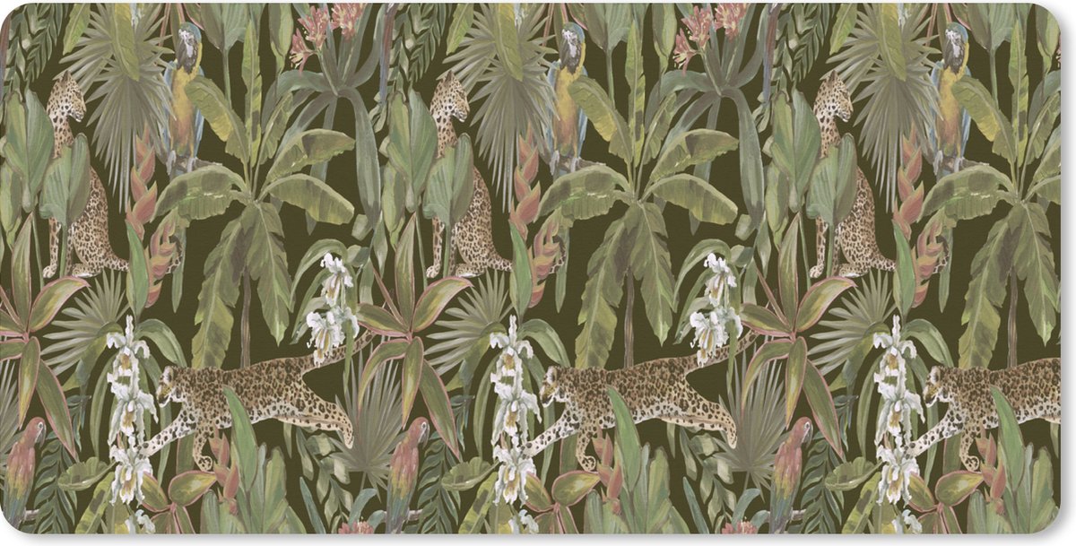 Muismat XXL 80x40 cm - Bureau onderlegger - Bureau mat Jungle - Dieren - Vintage - Patroon - Bureaumat - Gaming mousepad xl - Bureaulegger groot - Computer deskmat