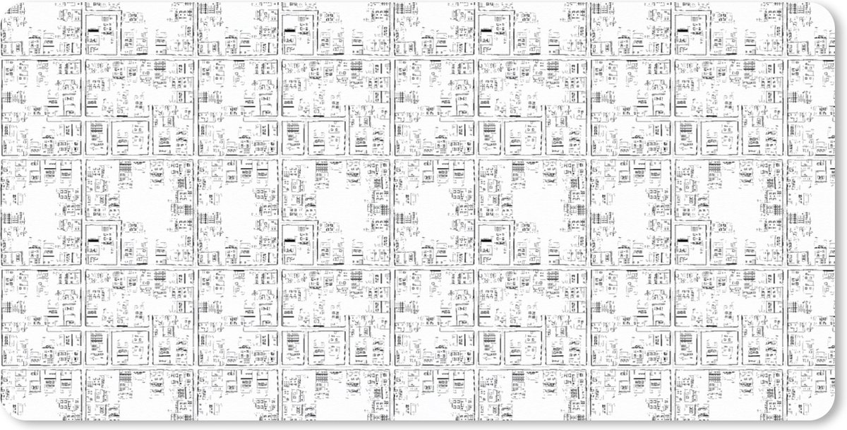 Muismat XXL 120x60 cm - Bureau onderlegger - Bureau mat Stadskaart - Patronen - Zwart Wit - Bureaumat - Gaming mousepad xl - Bureaulegger groot - Computer deskmat