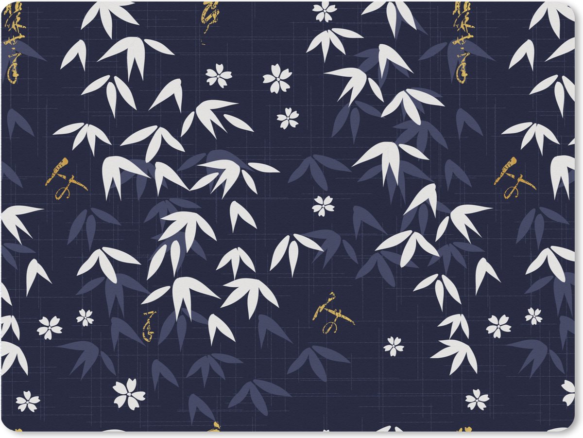 Muismat XXL 80x60 cm - Bureau onderlegger - Bureau mat Sakura - Bloesem - Patroon - Japan - Bureaumat - Gaming mousepad xl - Bureaulegger groot - Computer deskmat
