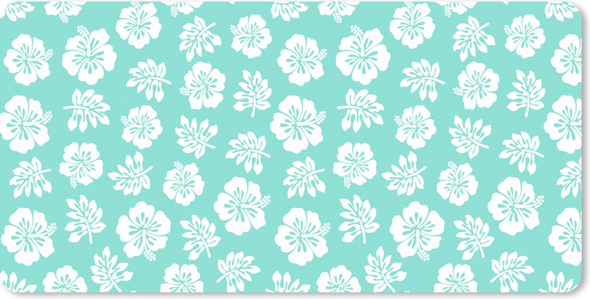 Muismat XXL 120x60 cm - Bureau onderlegger - Bureau mat Hawaii - Hibiscus - Bloem - Patronen - Bureaumat - Gaming mousepad xl - Bureaulegger groot - Computer deskmat