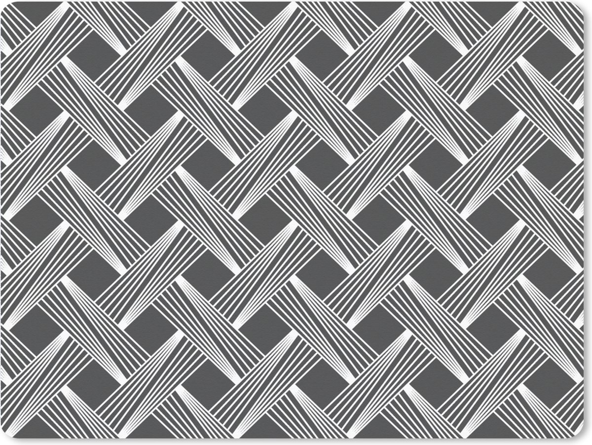 Muismat XXL 80x60 cm - Bureau onderlegger - Bureau mat Patroon - Grijs - Geometrisch - Bureaumat - Gaming mousepad xl - Bureaulegger groot - Computer deskmat