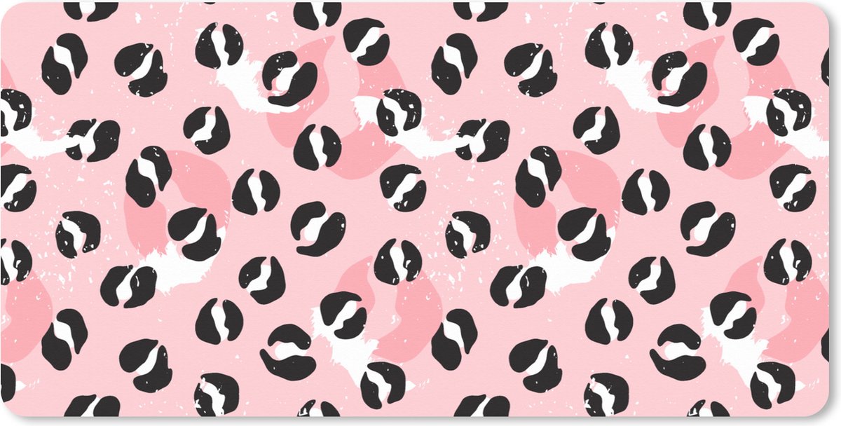 Muismat XXL 100x50 cm - Bureau onderlegger - Bureau mat Panterprint - Deren - Design - Roze - Bureaumat - Gaming mousepad xl - Bureaulegger groot - Computer deskmat