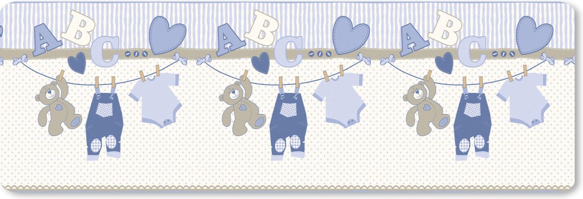 Muismat XXL 90x30 cm - Bureau onderlegger - Bureau mat Baby kleren - Waslijn - Teddybeer - Patroon - Bureaumat - Gaming mousepad xl - Bureaulegger groot - Computer deskmat