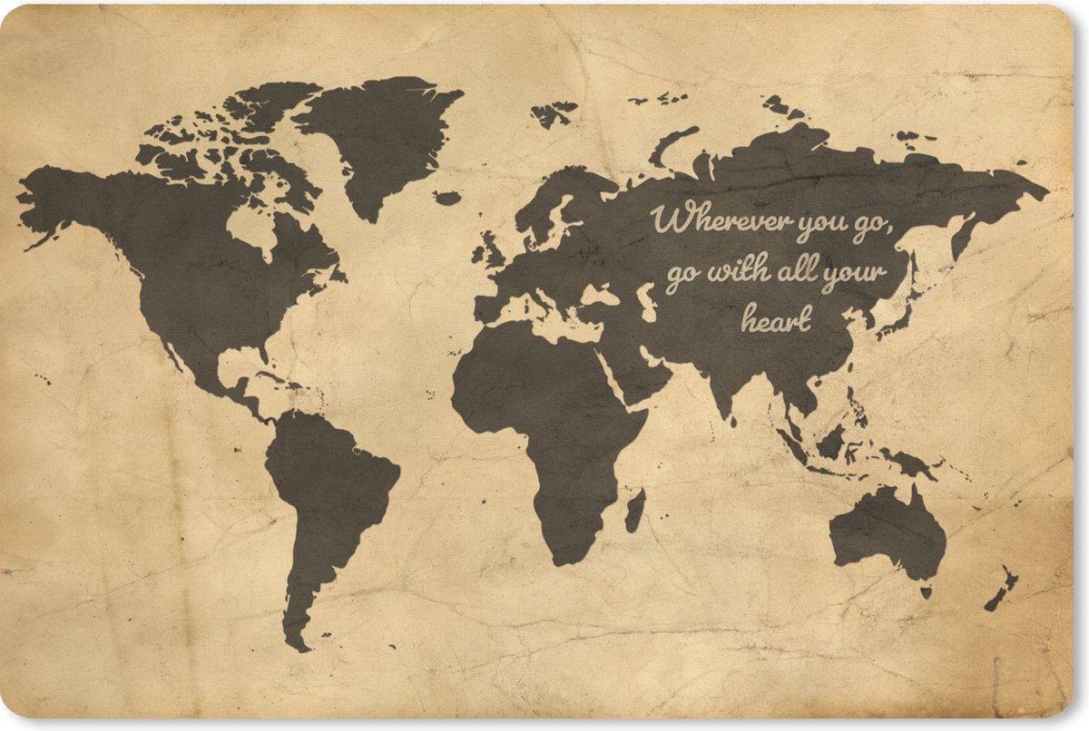 Muismat XXL 90x60 cm - Bureau onderlegger - Bureau mat Wereldkaart - Vintage - Quote - Bureaumat - Gaming mousepad xl - Bureaulegger groot - Computer deskmat
