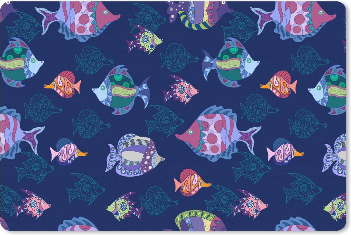 Muismat XXL 120x80 cm - Bureau onderlegger - Bureau mat Vissen - Patronen - Aquarium - Regenboog - Kind - Bureaumat - Gaming mousepad xl - Bureaulegger groot - Computer deskmat