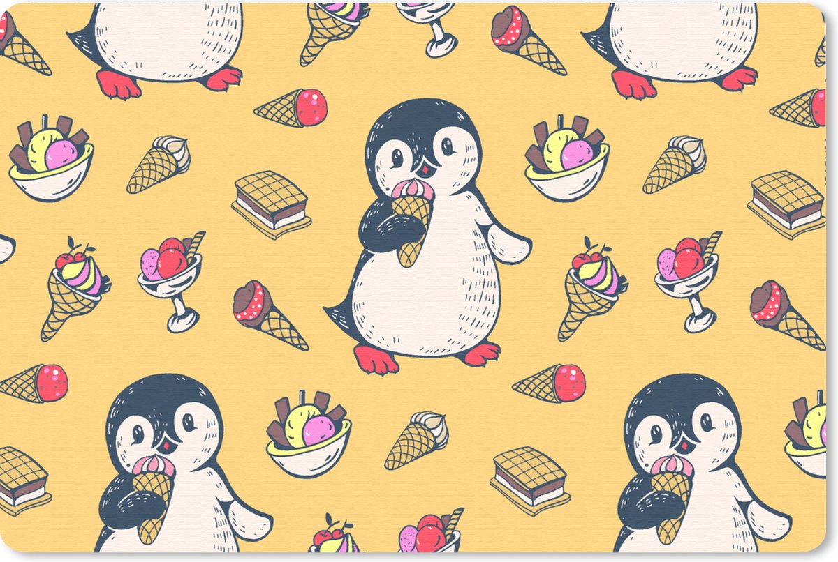 Muismat XXL 120x80 cm - Bureau onderlegger - Bureau mat IJs - Pinguïn - Pooldieren - Kinderen - Design - Bureaumat - Gaming mousepad xl - Bureaulegger groot - Computer deskmat