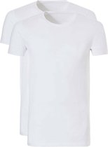 Ten Cate Basic T-shirt Long Wit Ronde Hals Slim Fit 2-Pack - XL