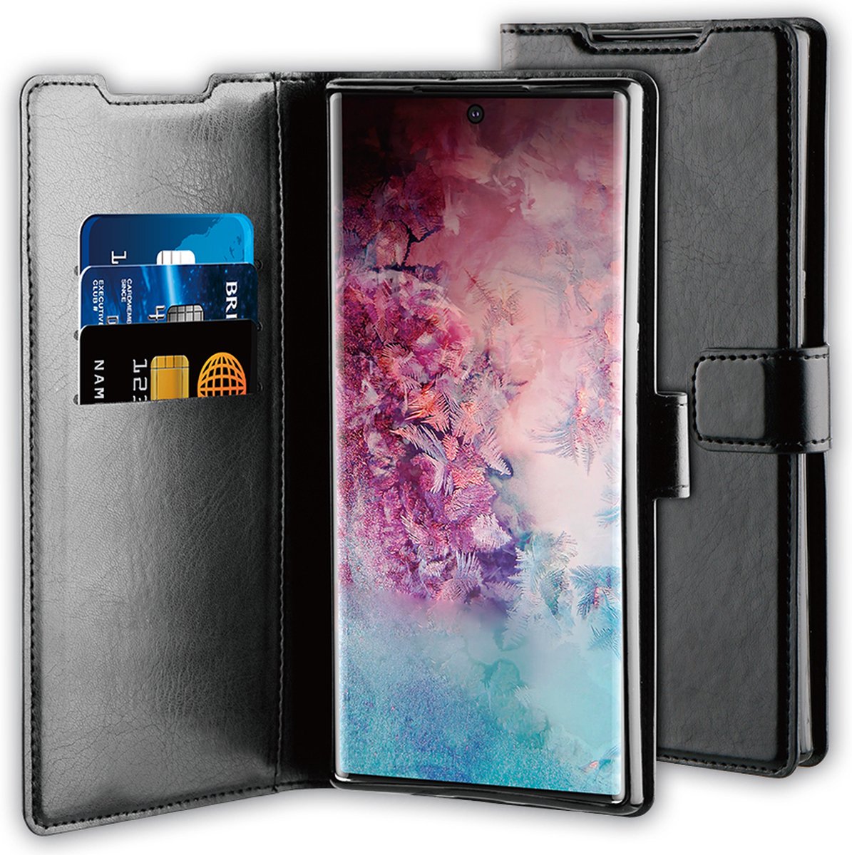 BeHello Samsung Galaxy Note10+ Hoesje - Gel Wallet Case Met Ruimte Voor 3 Pasjes Zwart