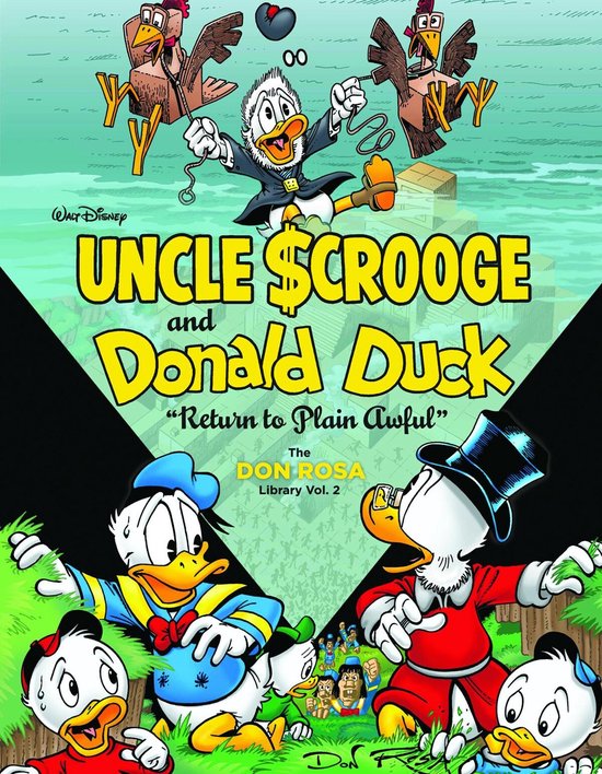 Stripboekomslag met Donald Duck en oom Dagobert, met de titel 'Walt Disney Uncle Scrooge and Donald Duck "Return to Plain Awful" The Don Rosa Library Vol. 2'.