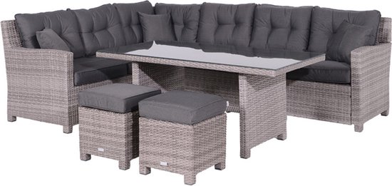 Blue bird lounge-diningset - 5-delig - links - grey - reflex black
