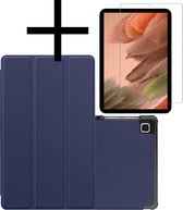 Hoesje Geschikt voor Samsung Galaxy Tab S6 Lite Hoesje Case Hard Cover Hoes Book Case Met Screenprotector - Donkerblauw.