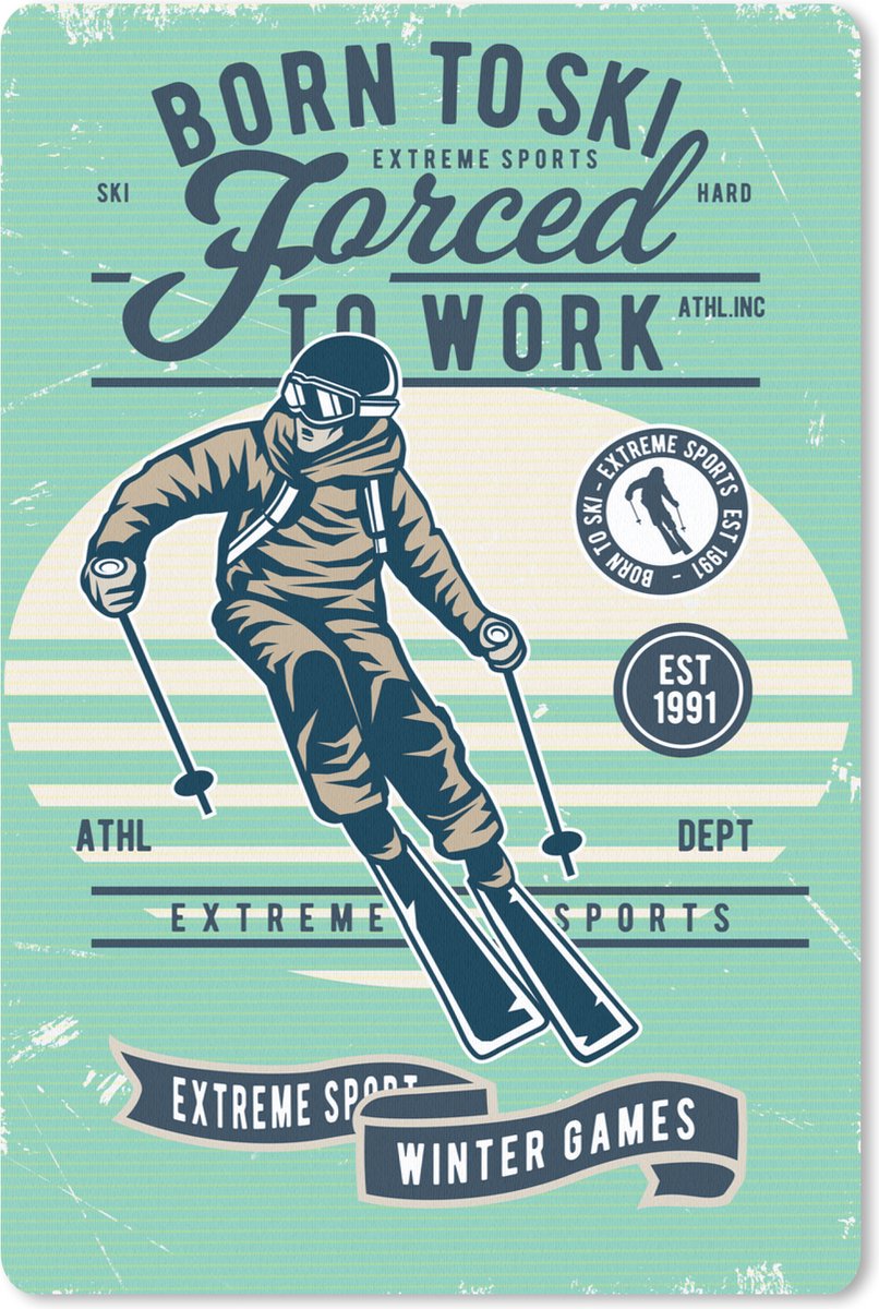 Muismat 18x27 cm - Mousepad Ski - Skipak - Wintersport - Vintage - Muismatten