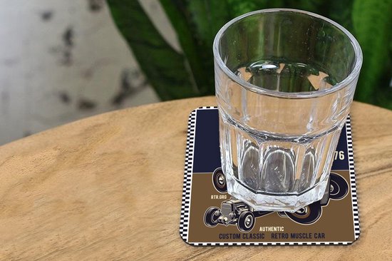 Sous-verres pour les lunettes - Mancave - voitures - Vintage - Marron - Blauw - 10x10 cm - 6 pièces