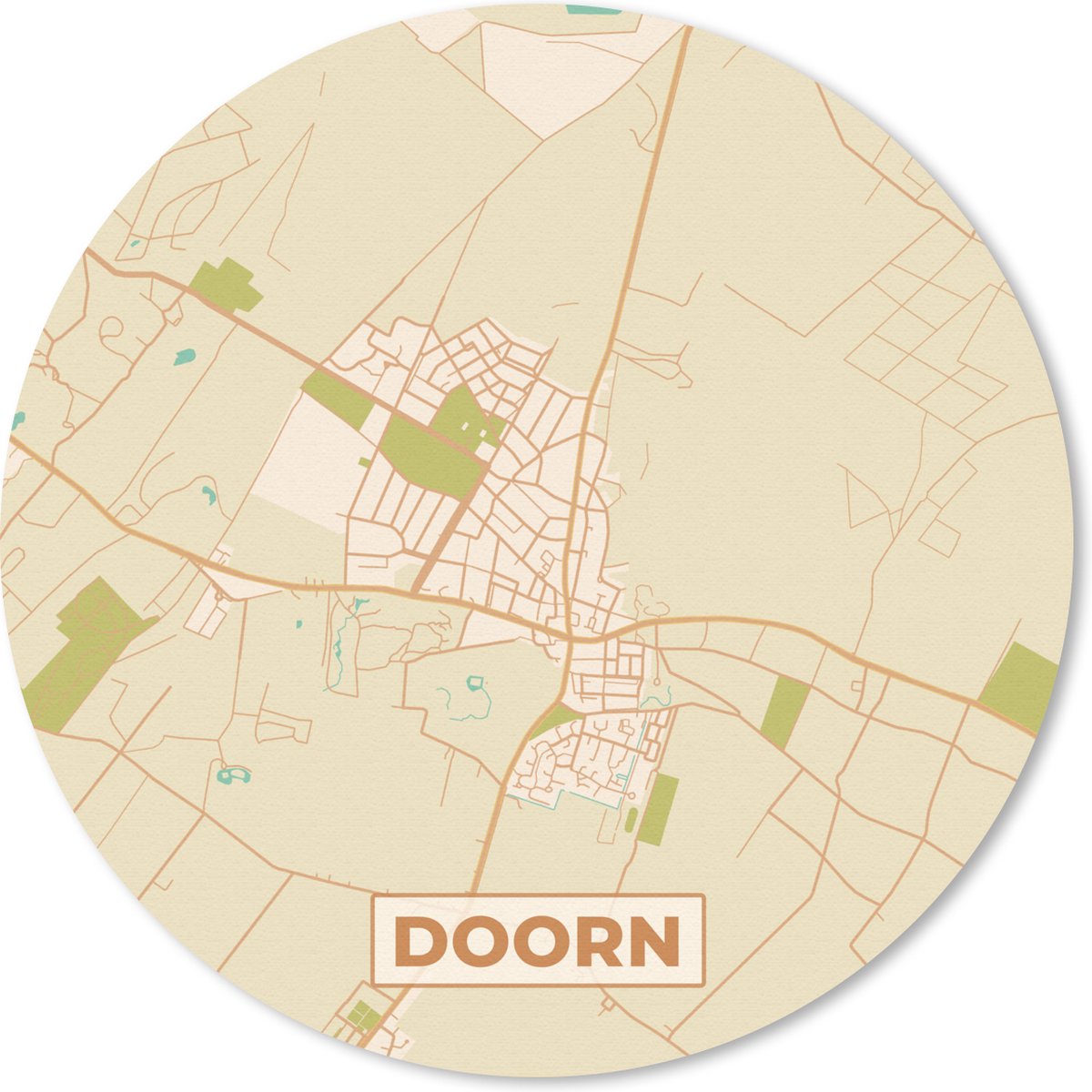 Muismat rond 20x20 cm - Mousepad Stadskaart - Doorn - Plattegrond - Kaart - Ronde muismatten - Stadskaart