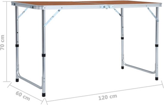 vidaXL - Campingtafel - inklapbaar - 120x60 - cm - aluminium van Vidaxl — afbeelding 3