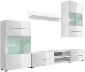 vidaXL - Muurvitrine - tv-meubel - met - LED-verlichting - wit - 5-delig