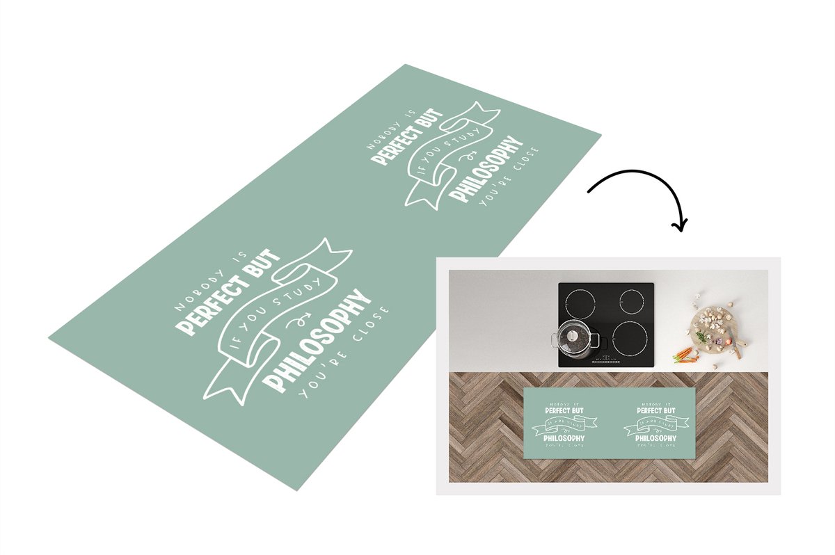 KitchenYeah Keukenloper - Loper keuken - Filosofie - Quotes - Onderwijs - Studie - 120x50 cm - Keukenloper vinyl Multicolor