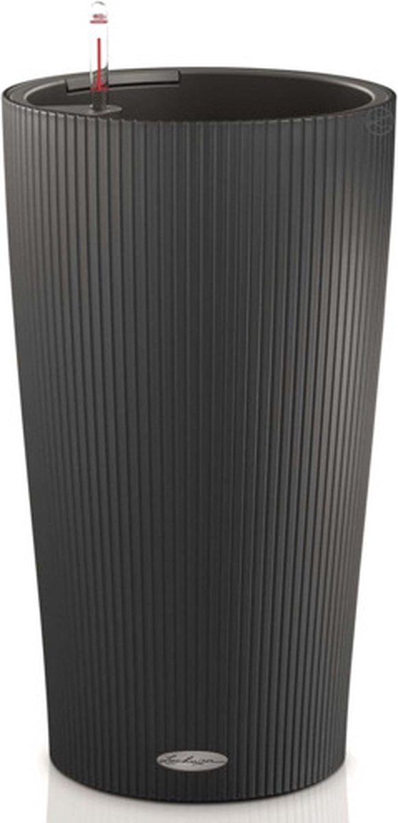 LECHUZA CILINDRO Color 32 - Plantenbak - met uitneembare binnenbak - met bewateringssysteem - ALL-IN-ONE set met LECHUZA-PON - leisteengrijs