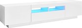 vidaXL Meuble TV avec éclairage LED Blanc brillant 180x35x40 cm