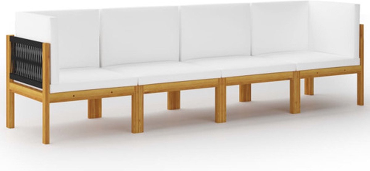 Bol.com vidaXL - 4-zits - tuinbank - met - kussen - acaciahout - & - touw aanbieding