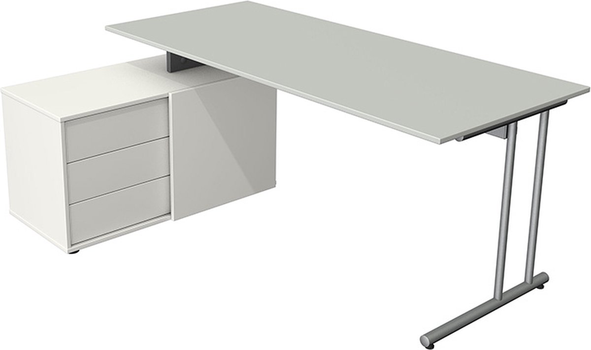 Kerkmann - Bureau Profi licht grijs met archiefkast 180x80cm