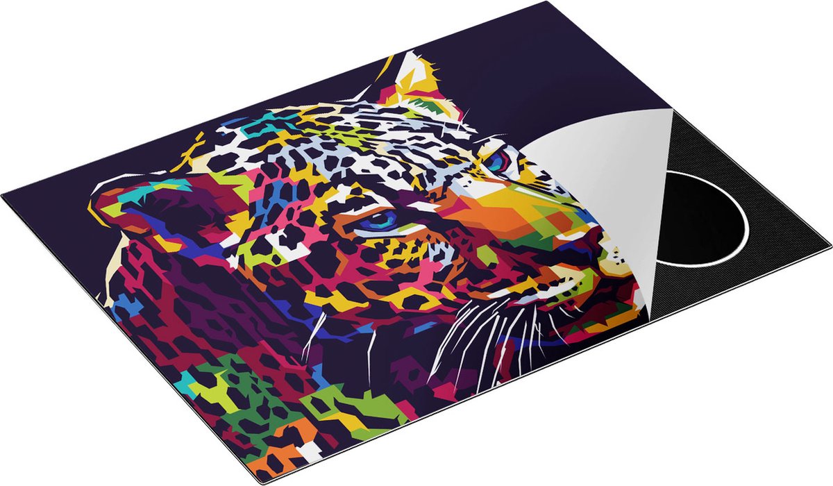 Chefcare Inductie Beschermer Kleurrijke Luipaard - Abstract - 70x55 cm - Afdekplaat Inductie - Kookplaat Beschermer - Inductie Mat