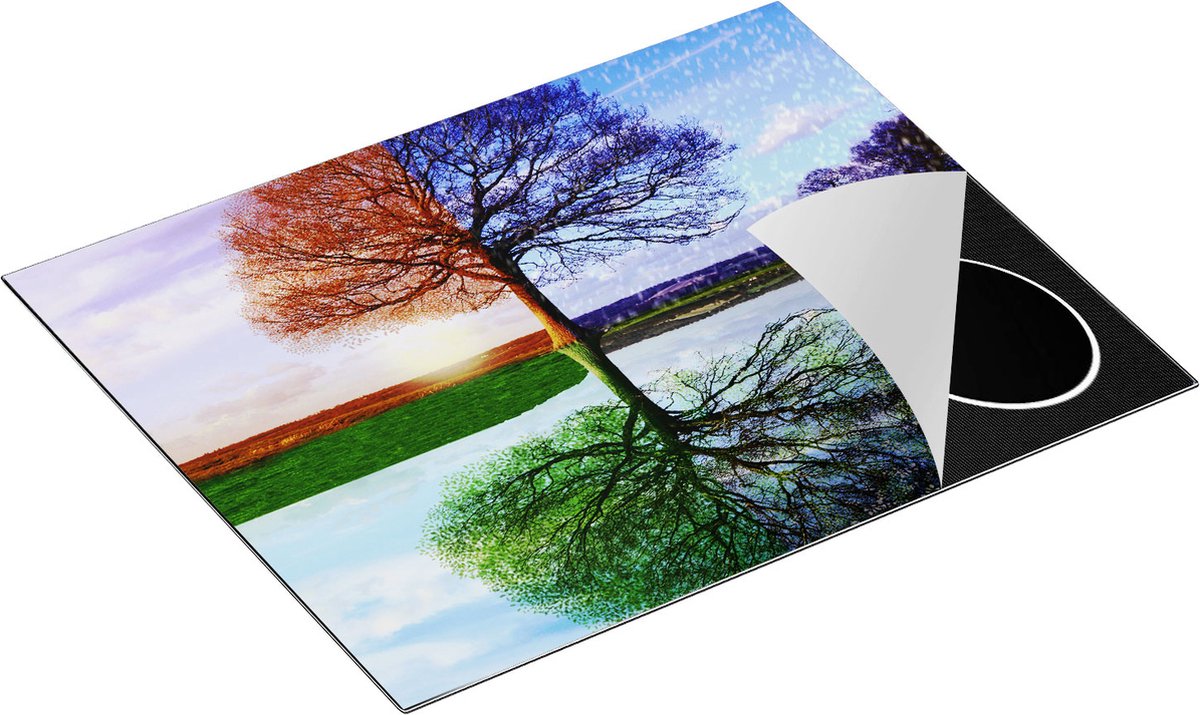 Chefcare Inductie Beschermer Vier Seizoenen Boom - 65x52 cm - Afdekplaat Inductie - Kookplaat Beschermer - Inductie Mat