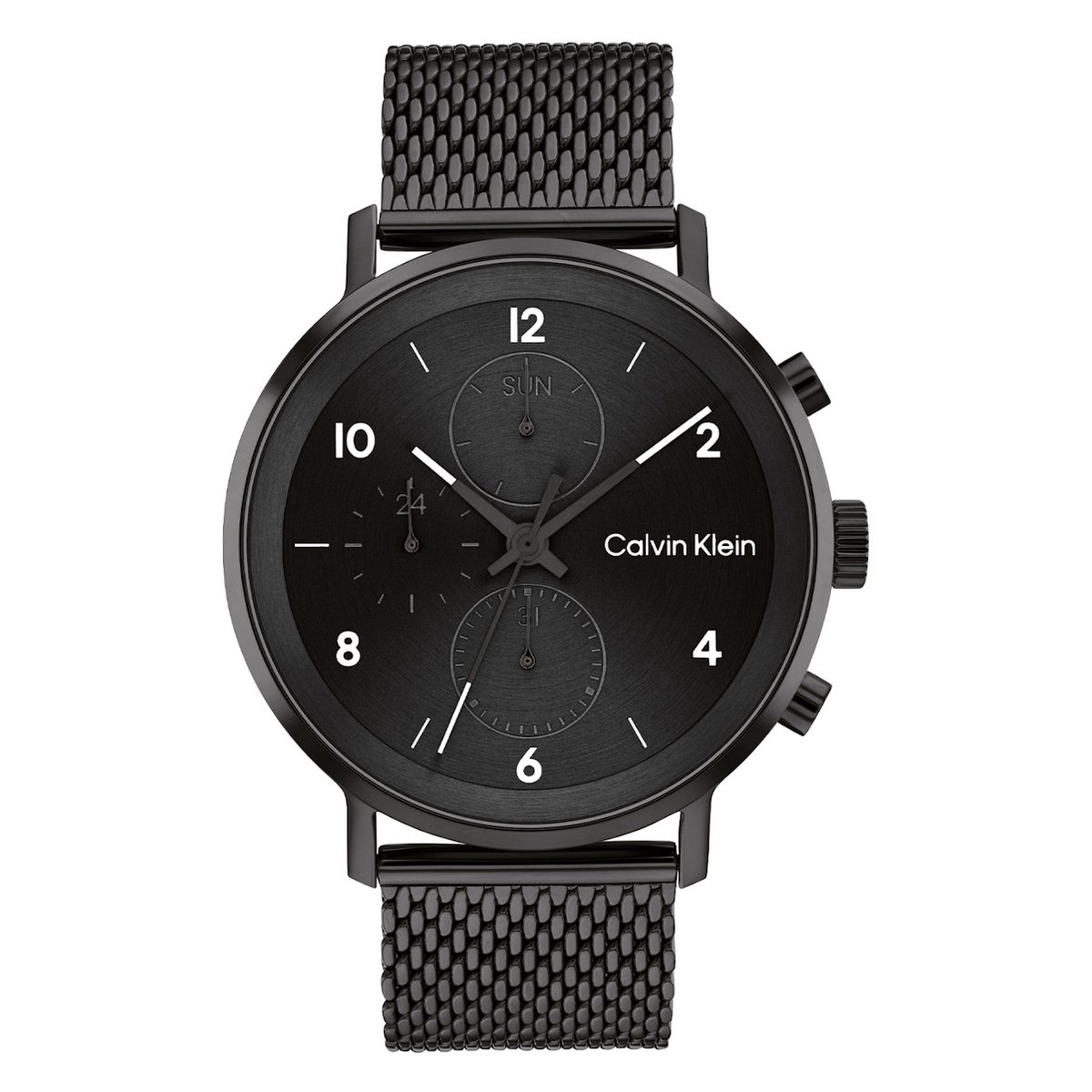Calvin Klein CK25200108 Heren Horloge - Mineraalglas - Roestvrijstaal - Zwart - 44 mm breed - 4.4 cm lang - Quartz - Druksluiting - 3 ATM (spatwater)